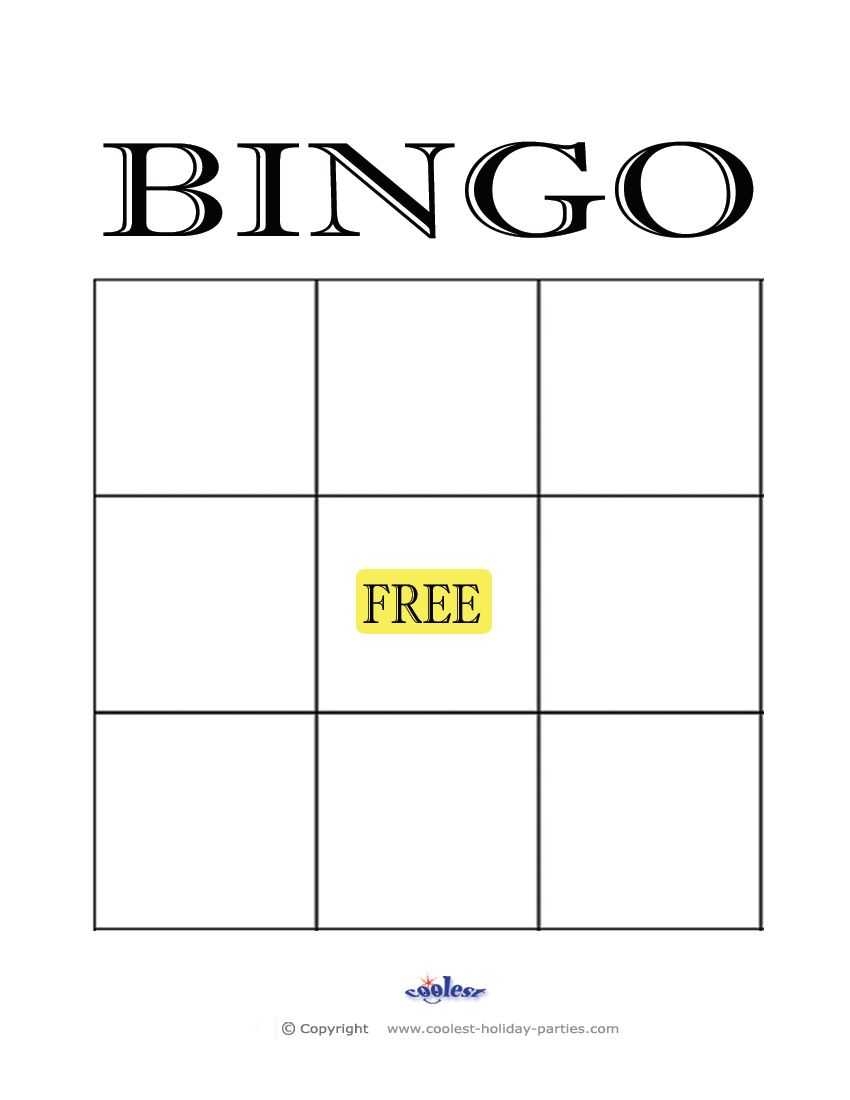 blank bingo card template printable