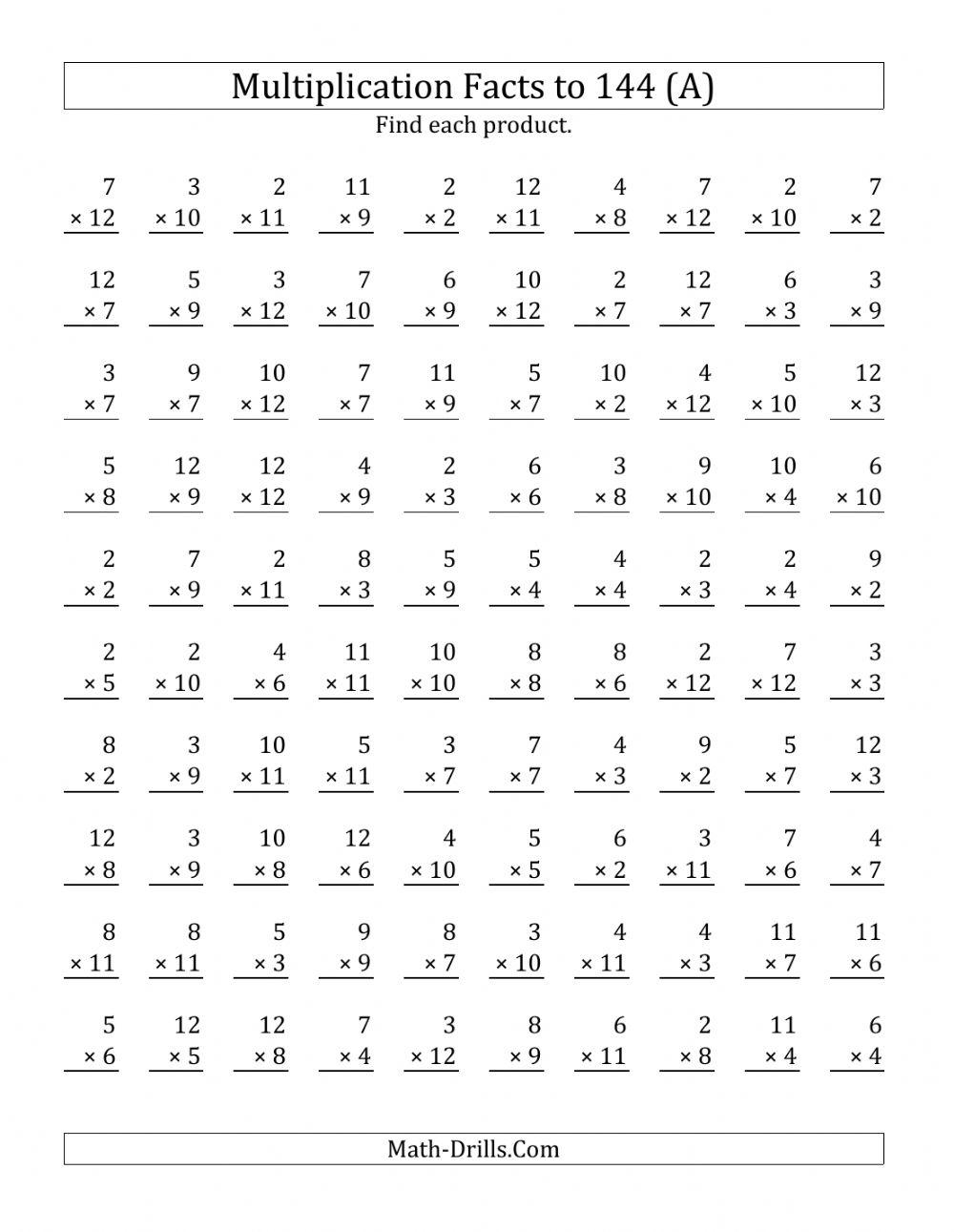 1 12 Multiplication Worksheet Live Worksheets Worksheets Library