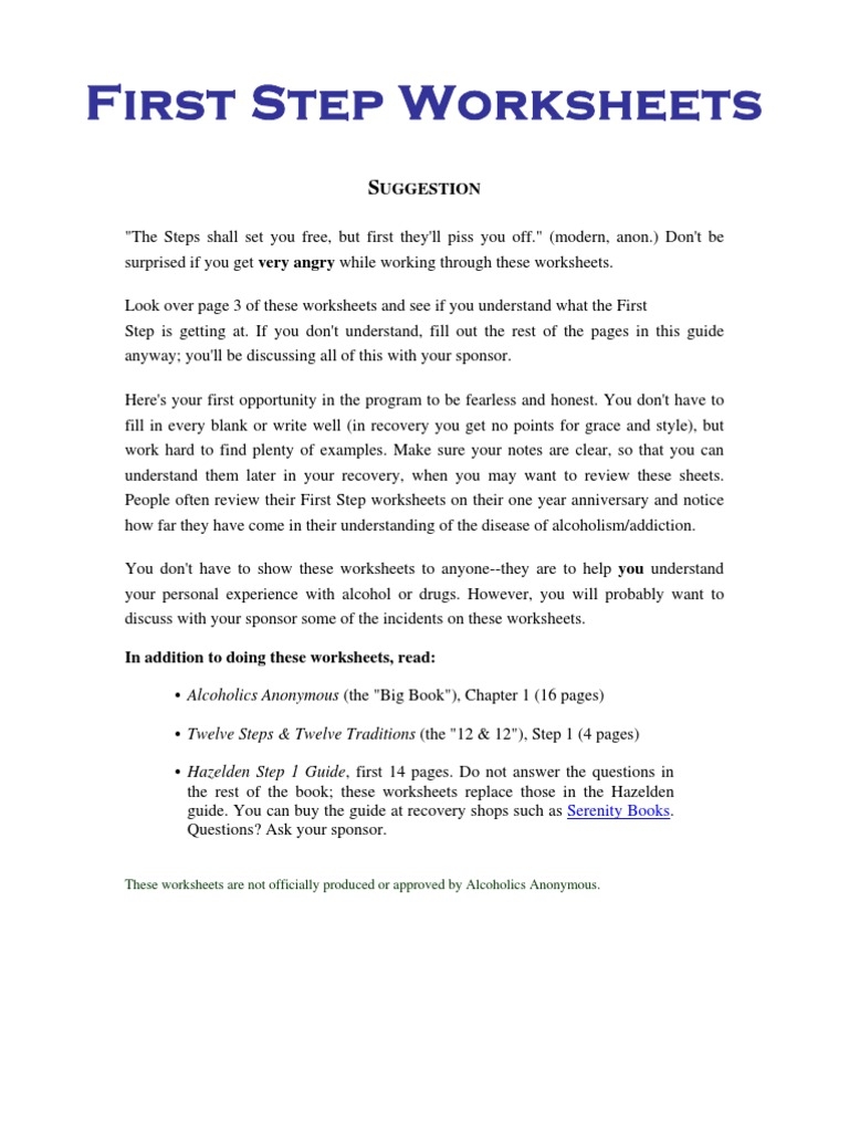 1st step worksheet