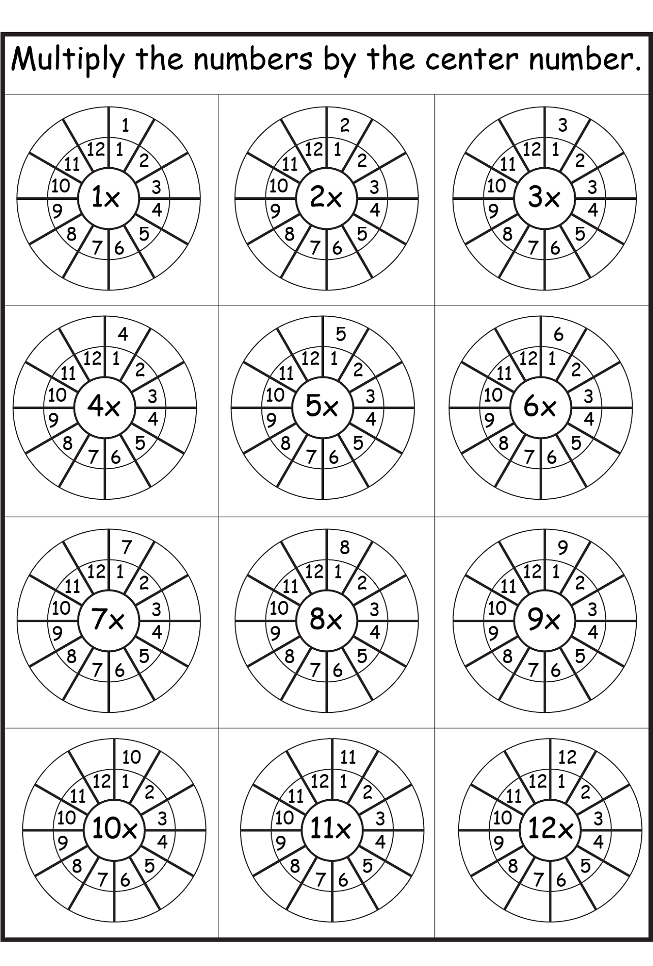 1 Times Tables Worksheets Activity Shelter