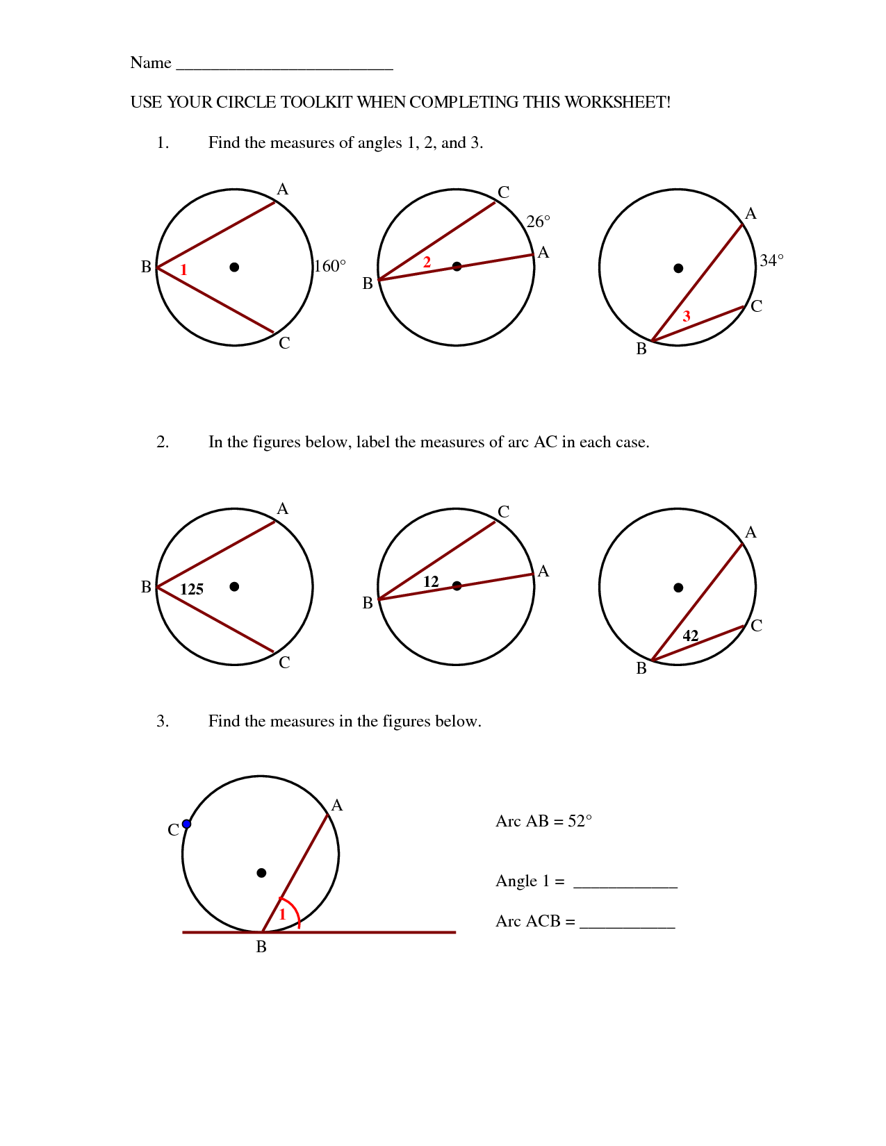 10 Inscribed Angles Worksheet Worksheets Decoomo