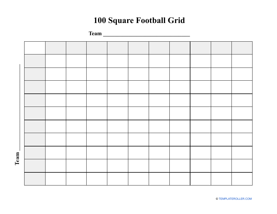 100 Square Grid Football Template Download Printable PDF Templateroller
