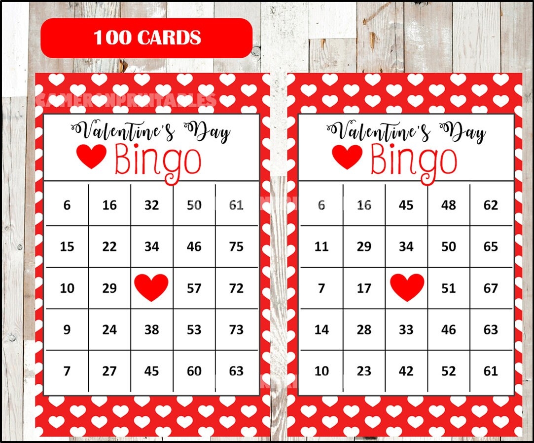 valentine day bingo cards printable
