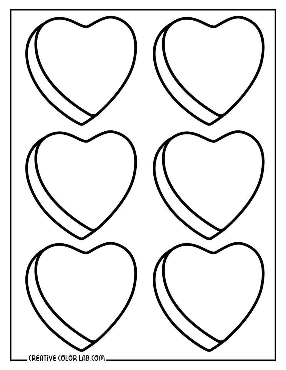 11 Candy Conversation Hearts Coloring Pages Free PDF Printables
