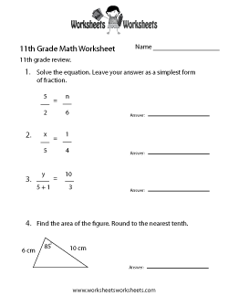 11th Grade Math Worksheets Worksheets Worksheets