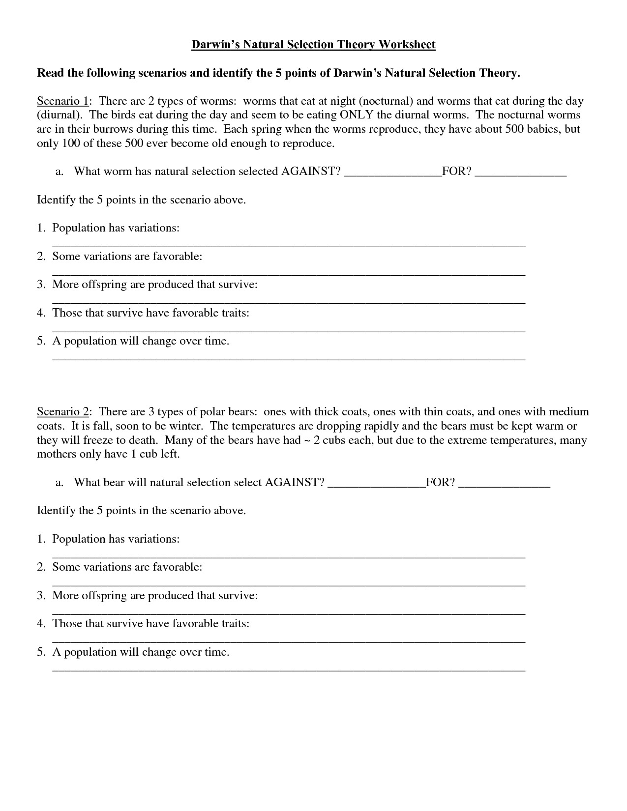 12 Darwin 39 s Natural Selection Worksheet Key Free PDF At Worksheeto