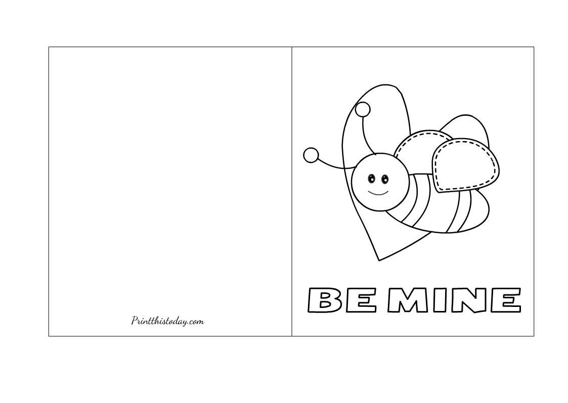 12 Free Printable Valentines Day Cards To Color Worksheets Library