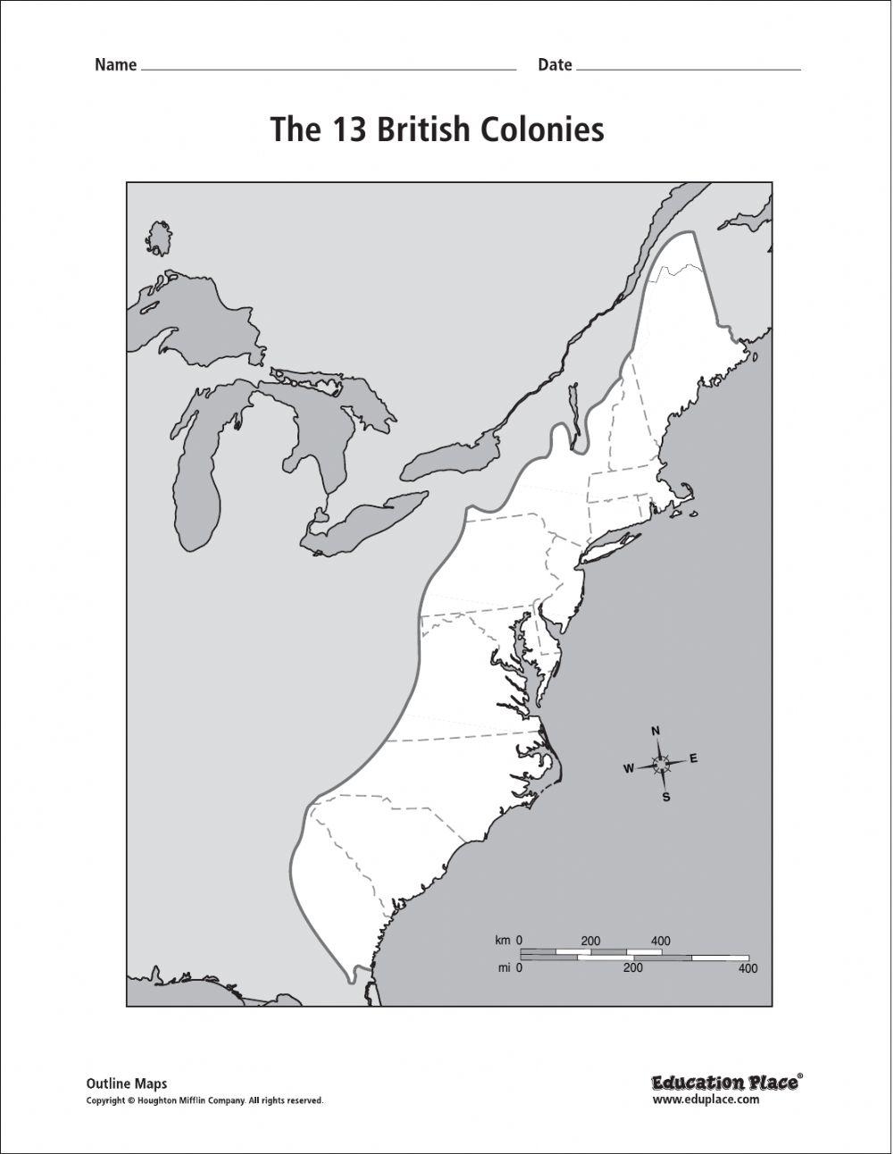 13 Colonies Map Worksheet With Answer Key Worksheets Library