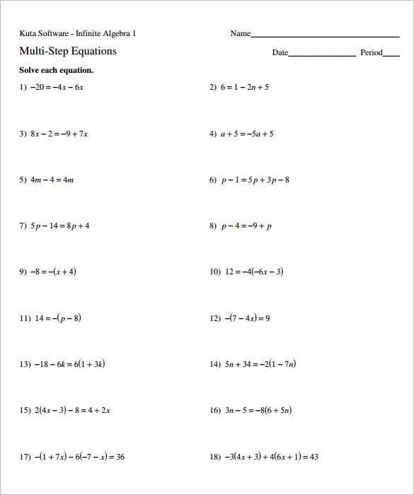 13 Simple Algebra Worksheet Templates Word PDF Worksheets Library
