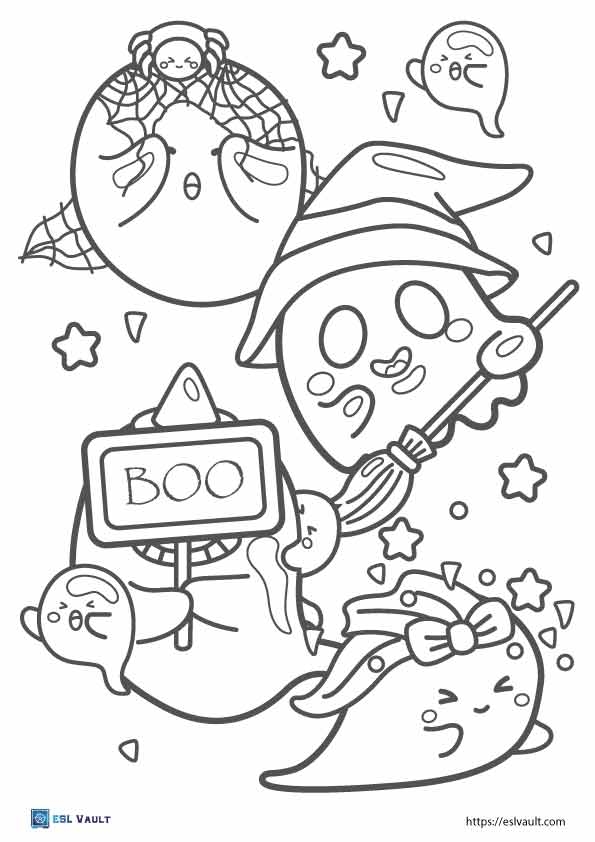 Cute Ghost Coloring Pages