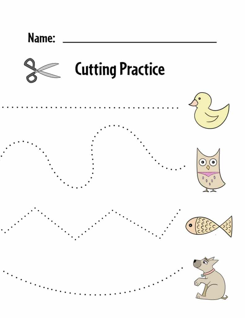 cutting worksheets for preschoolers