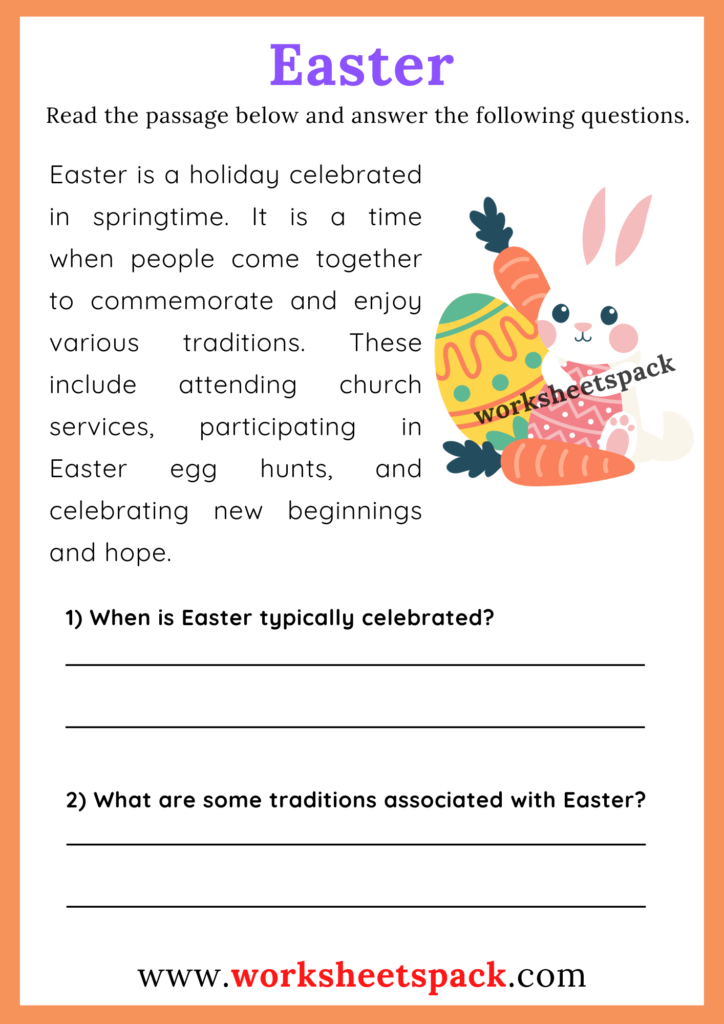 1st Grade Easter Reading Comprehension USA Worksheets Library