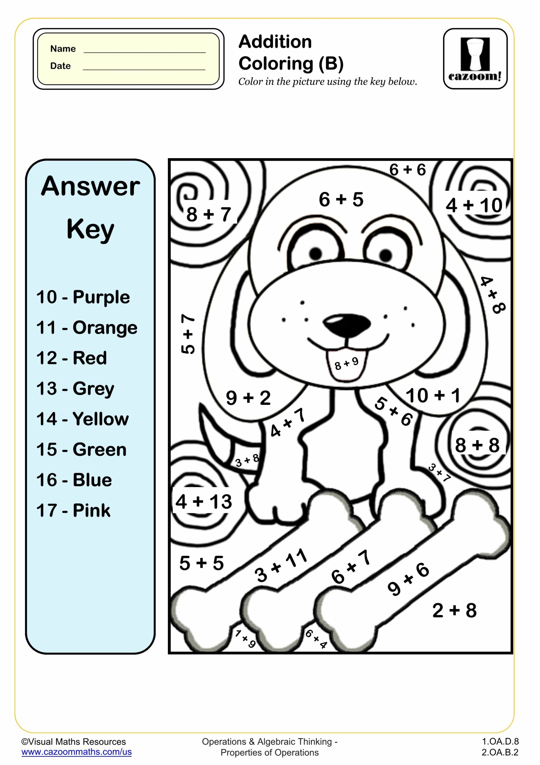 addition worksheet coloring