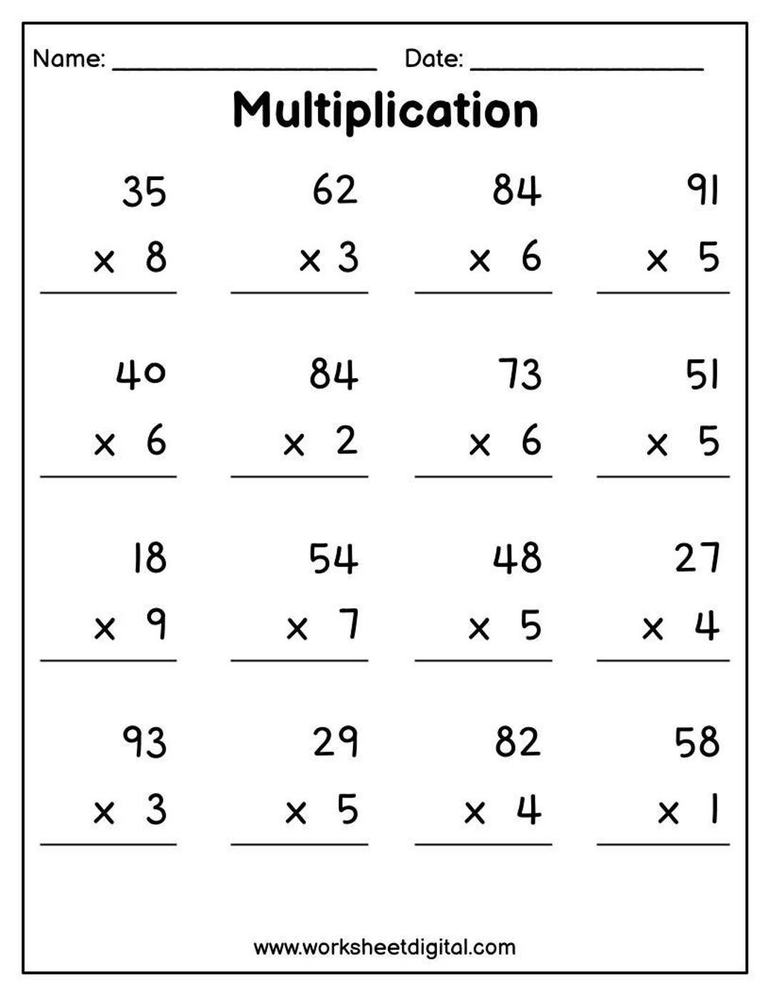 2 digit by 3 digit multiplication worksheets
