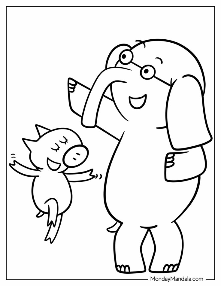 20 Elephant Piggie Coloring Pages Free PDF Printables Piggie And