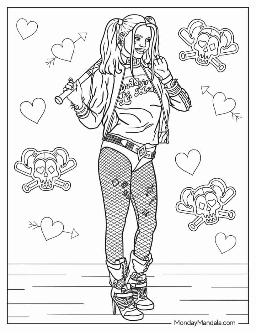 20 Harley Quinn Coloring Pages Free PDF Printables Superhero