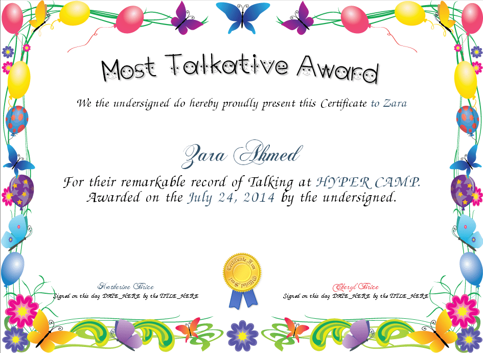 free award templates for word