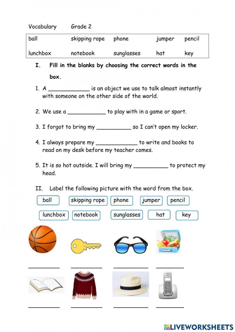 2nd Grade Vocabulary Worksheets Printable PDF Template