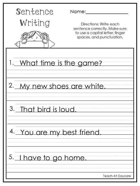 writing worksheets for second graders