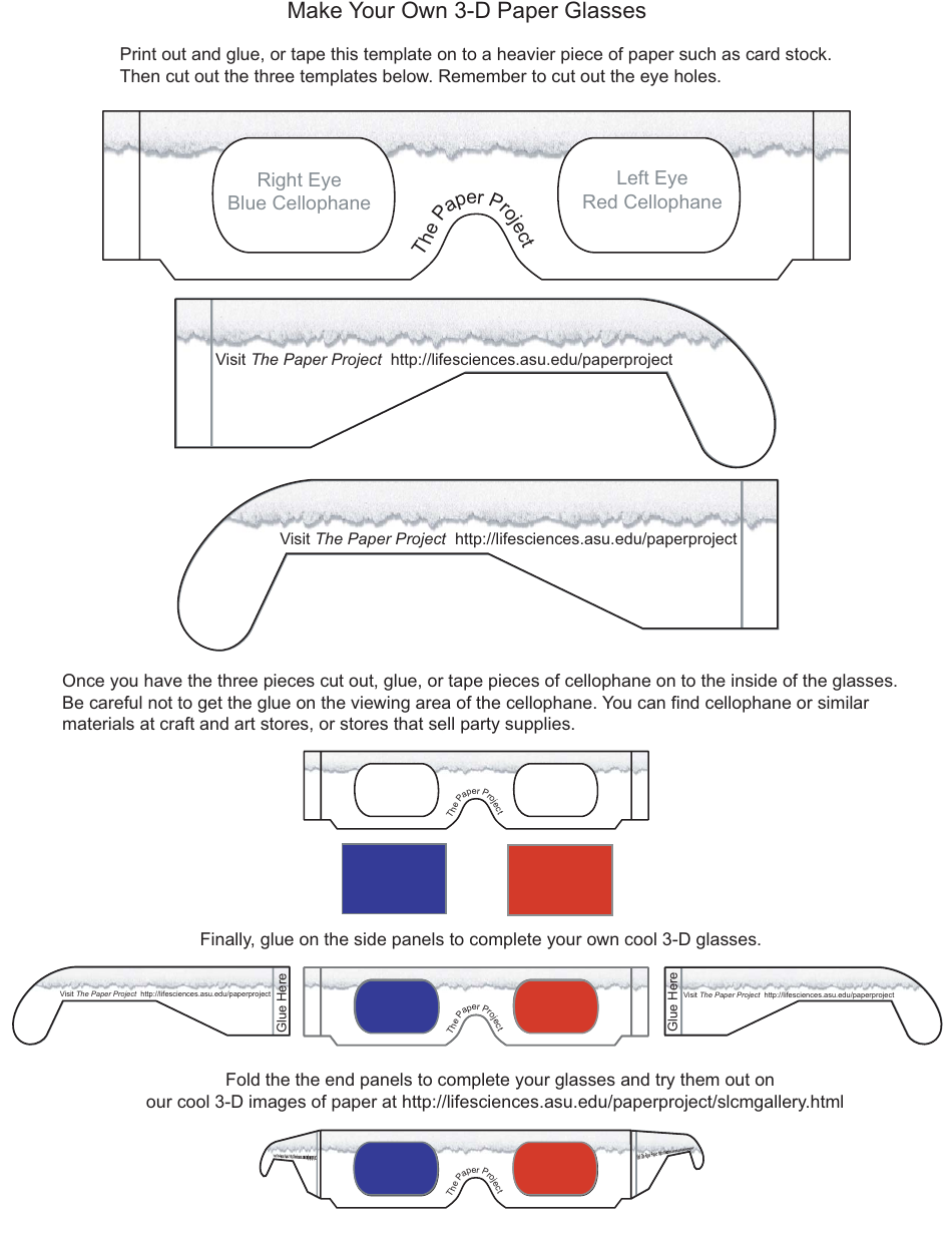 3 d Paper Glasses Template Download Printable PDF Templateroller