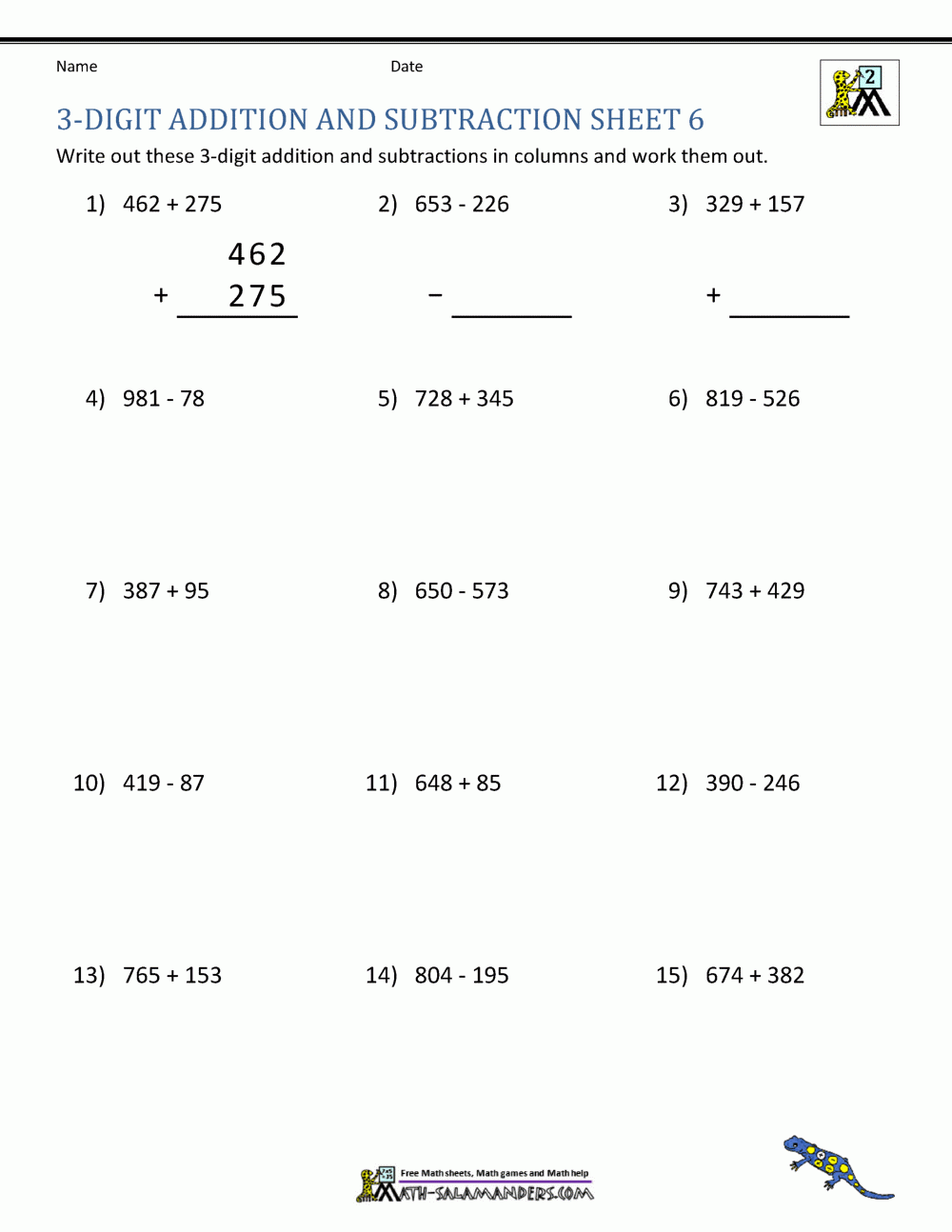 3 Digit Addition And Subtraction Worksheets Worksheets Library