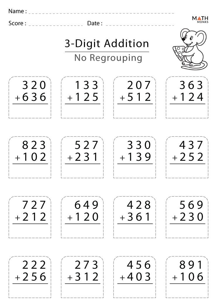 3 Digit Addition With Regrouping Worksheets Worksheets For Kindergarten