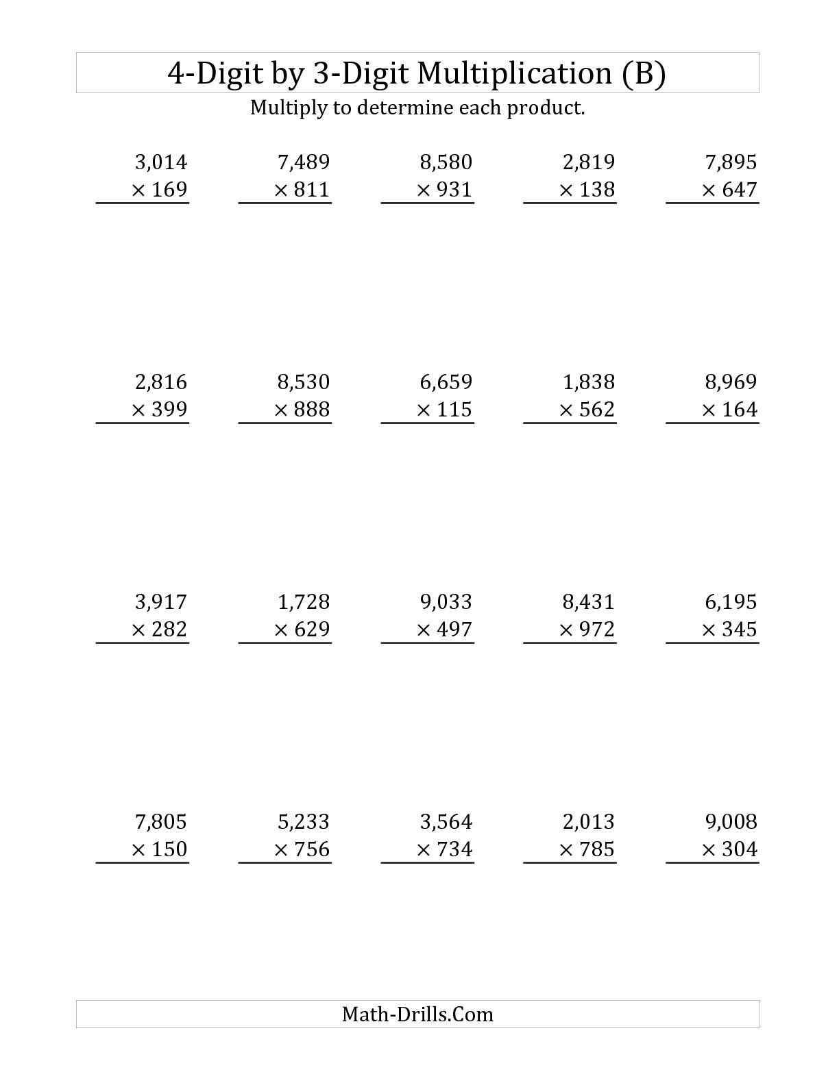3 Digit3 Digit Multiplication With Grid Support A 3 Digit 
