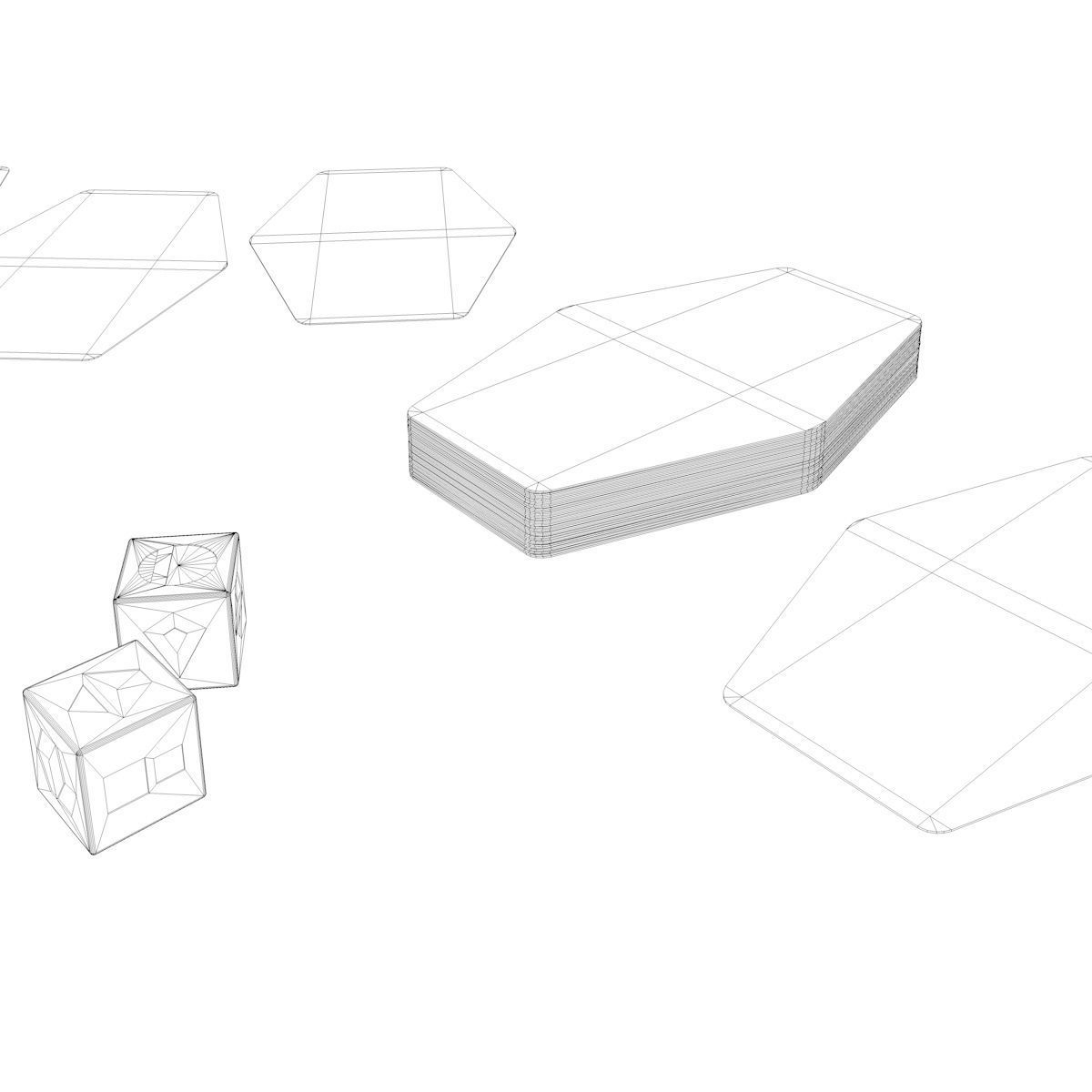 3D Model Sabacc Cards And Spike Dice Printable VR AR Low poly 