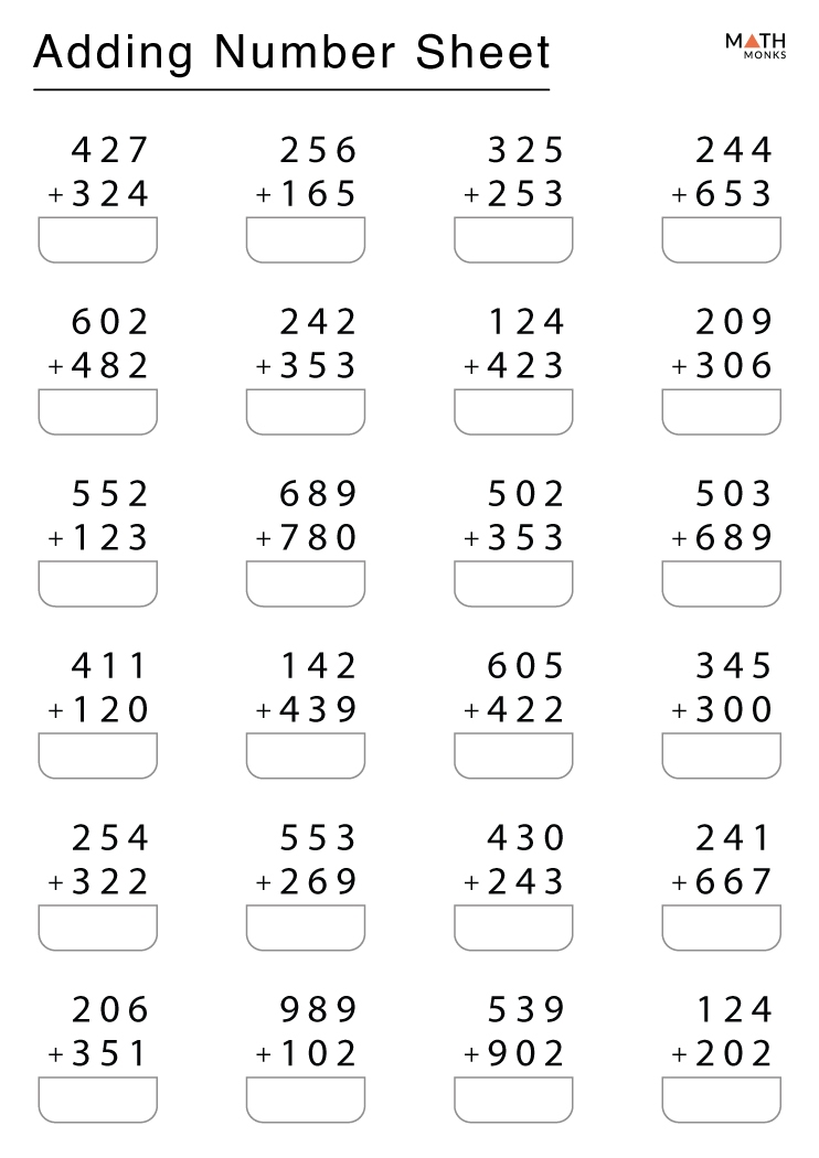 addition worksheets for 3rd graders