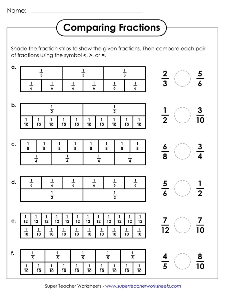 3rd Grade Comparing Fractions Worksheet FractionsWorksheets