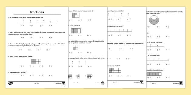 3rd Grade Fraction Review Worksheet Math Twinkl USA Worksheets 