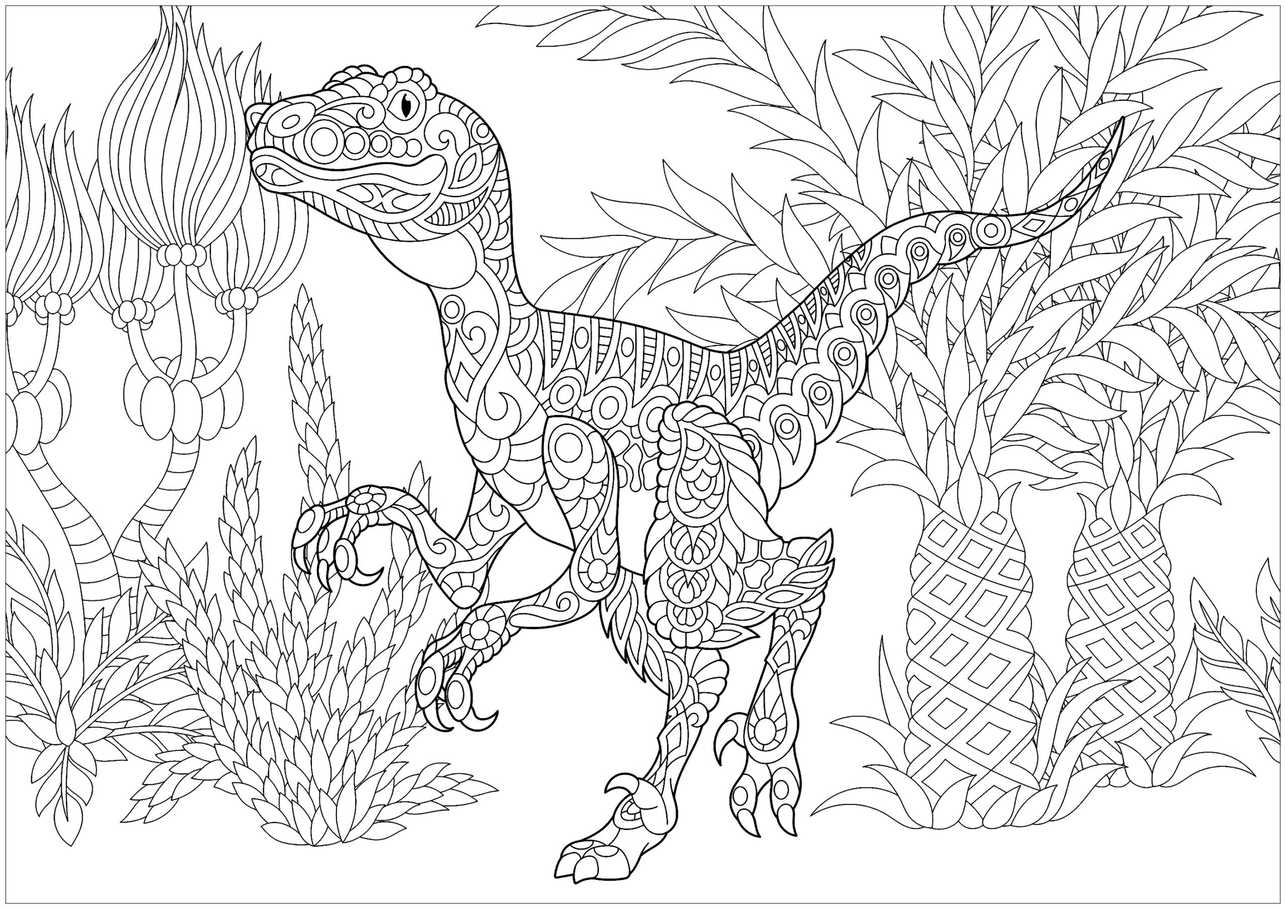47 Detailed Dinosaur Coloring Pages For Adults PNG COLORIST