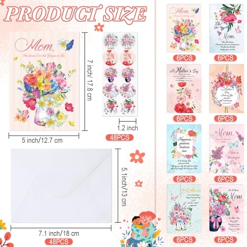 48 Sets Christian Mothers Day Cards Religious Mothers Day Cards For Mom 