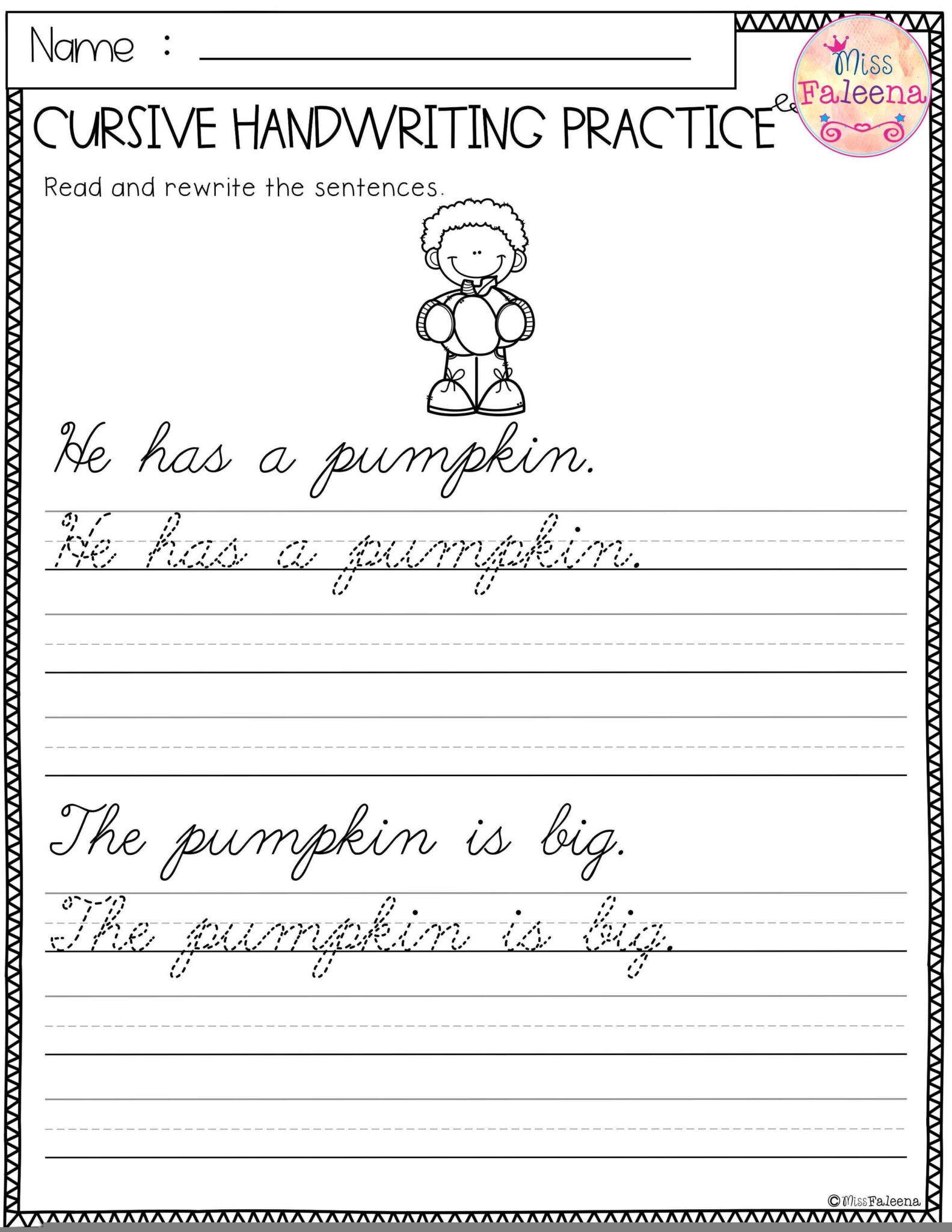 3rd grade handwriting worksheets