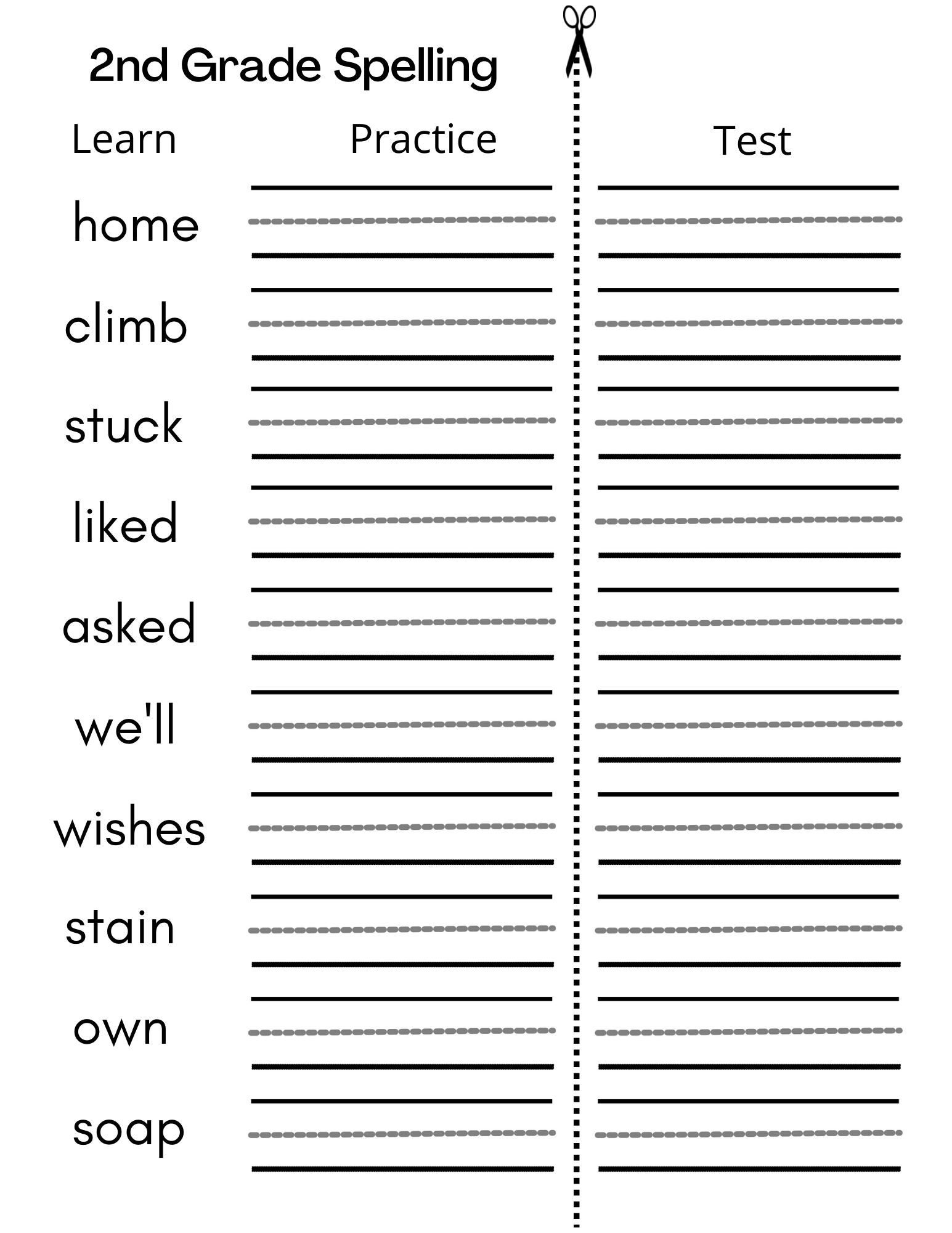 create worksheets with spelling words