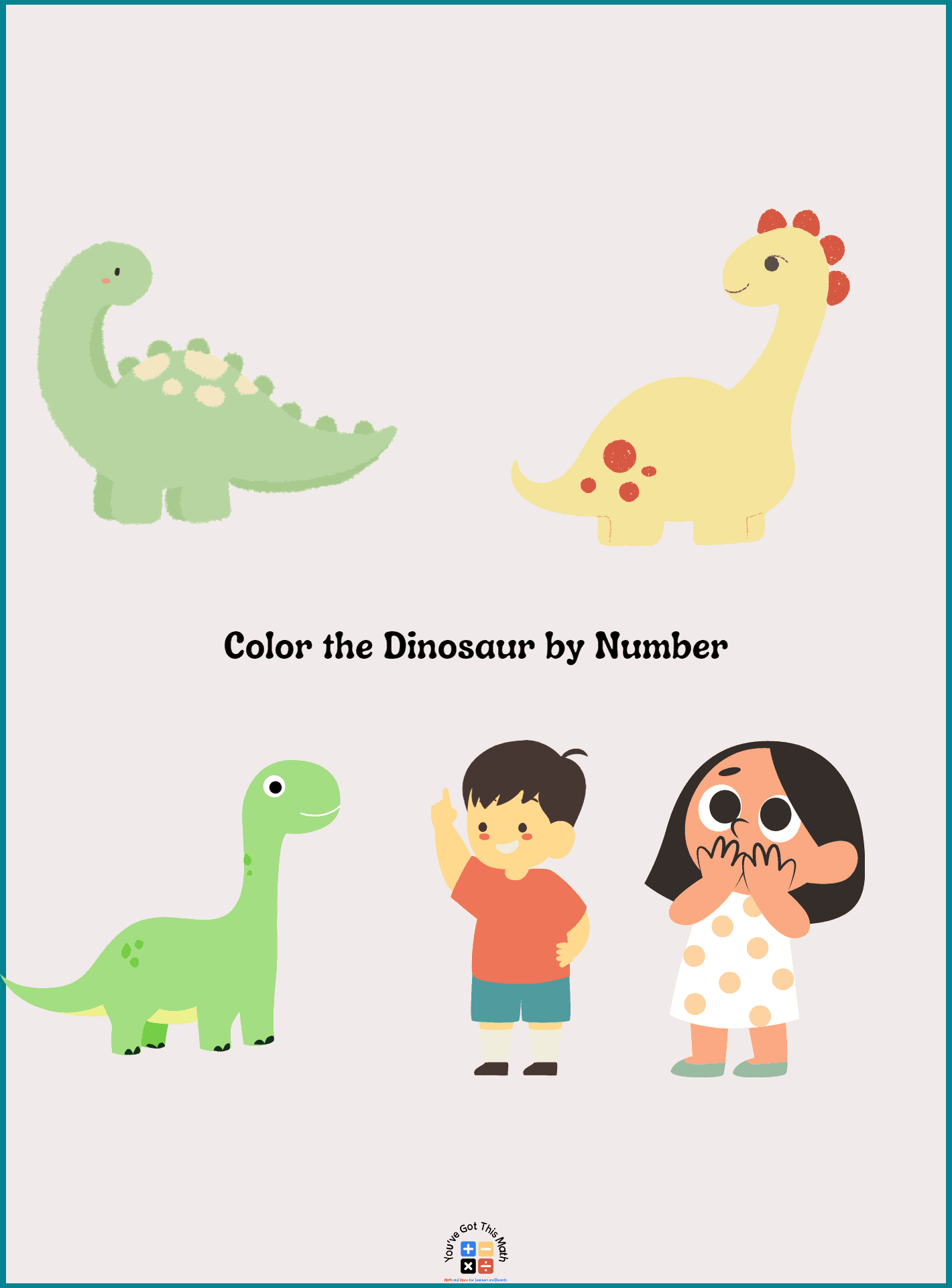 5 Dinosaur Color By Number Printable Free Worksheets