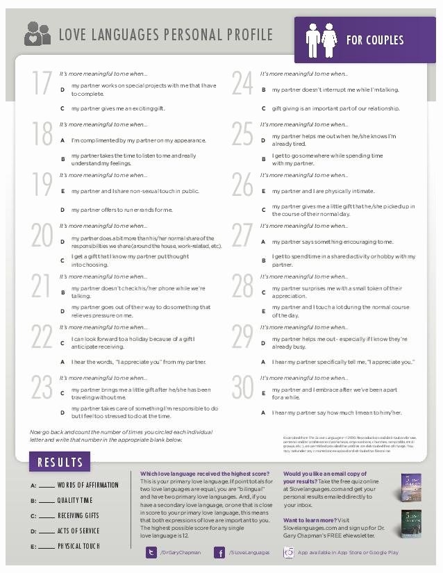 5 love languages worksheet