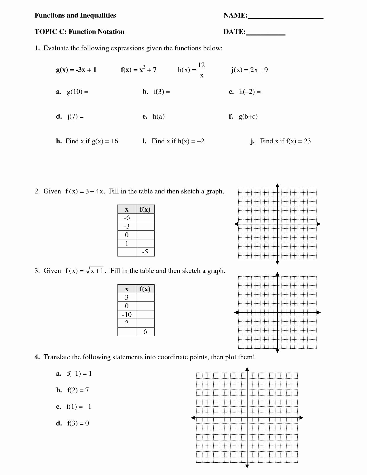 50 Algebra 1 Functions Worksheet Chessmuseum Template Library