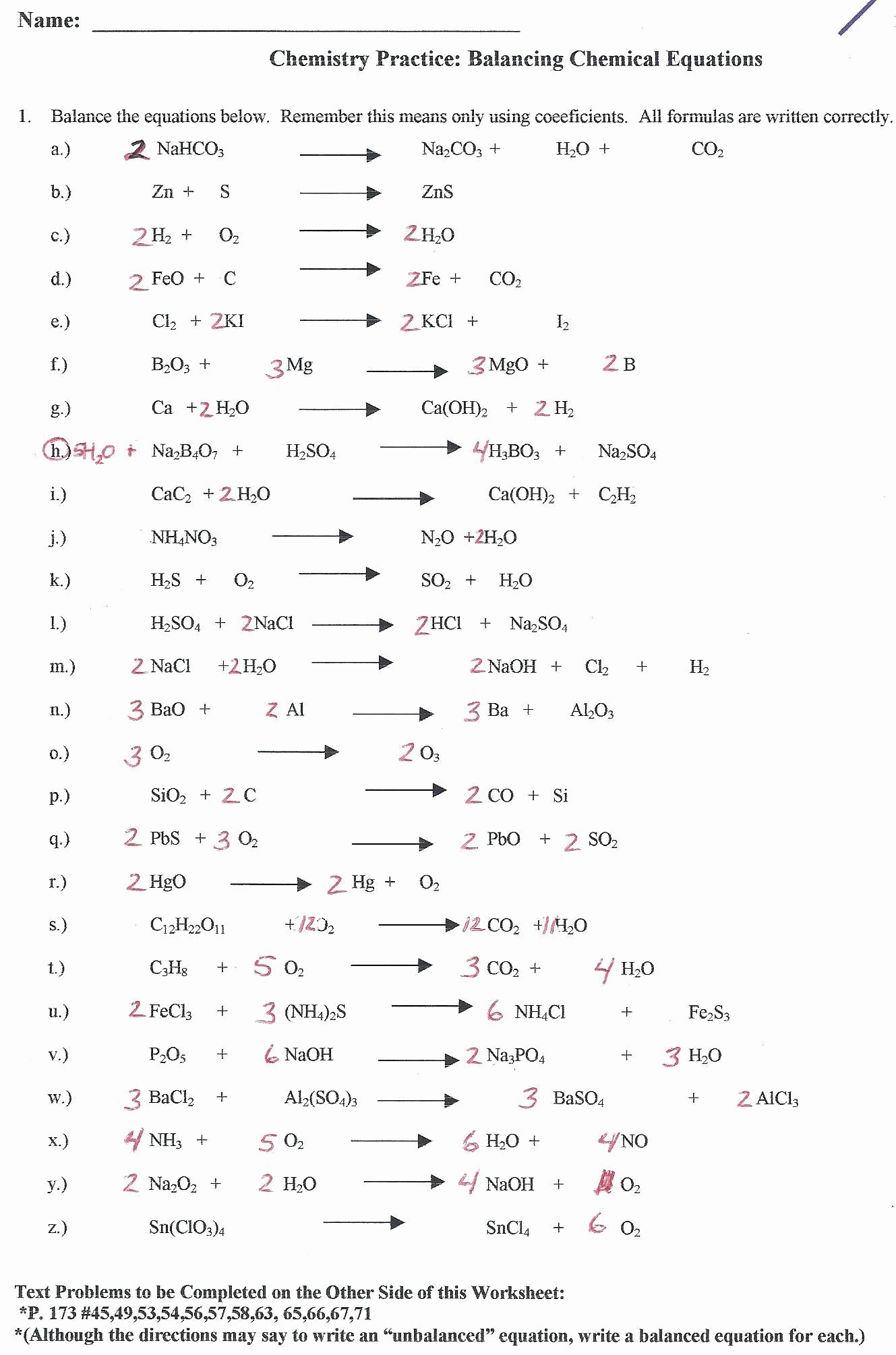 50 Balancing Equations Worksheet Answers Chessmuseum Template Library