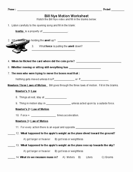 50 Bill Nye Motion Worksheet Answers Chessmuseum Template Library