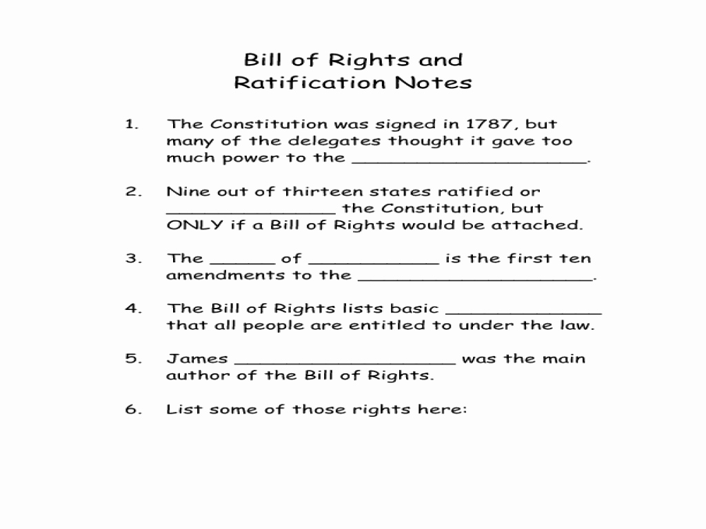 bill of rights worksheet answers key