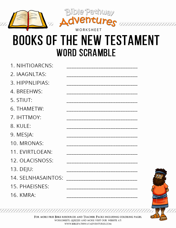 bible books worksheet