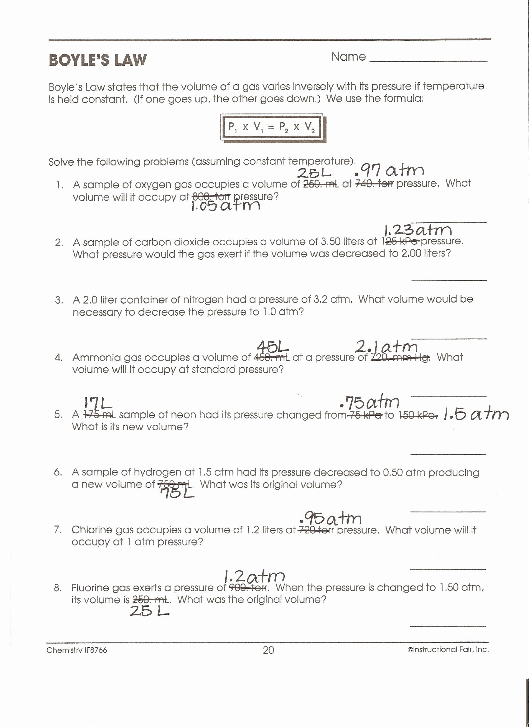 50 Boyle 39 s Law Worksheet Answer Key Chessmuseum Template Library
