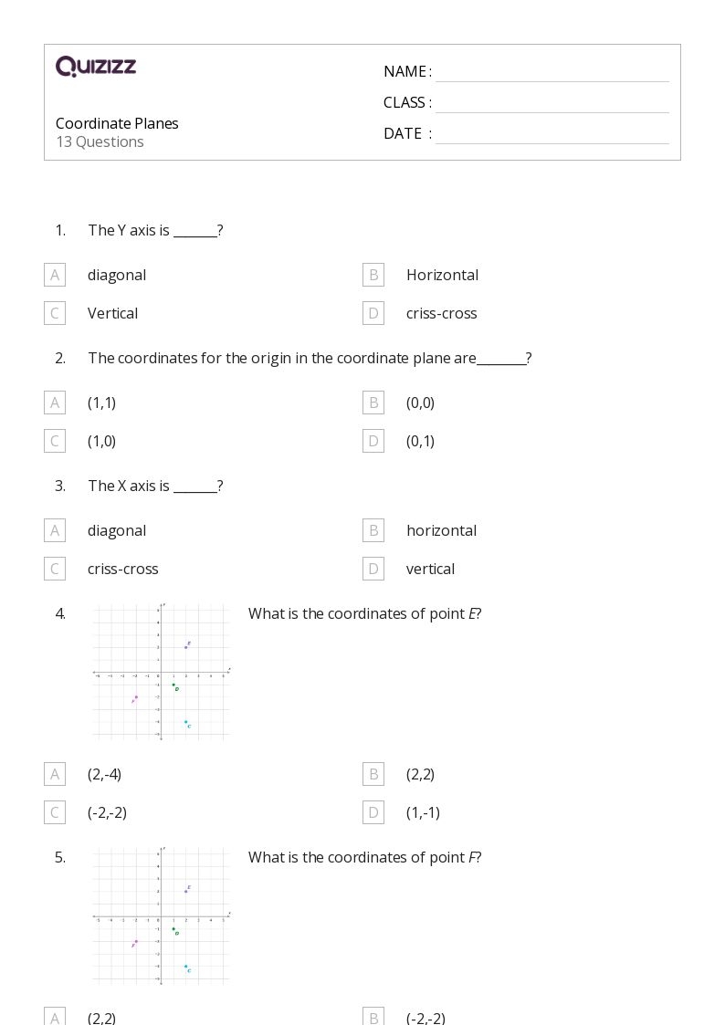 50 Coordinate Planes Worksheets On Quizizz Free Printable 