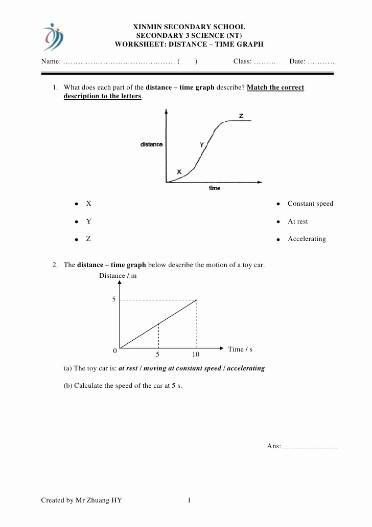 50 Distance Time Graph Worksheet