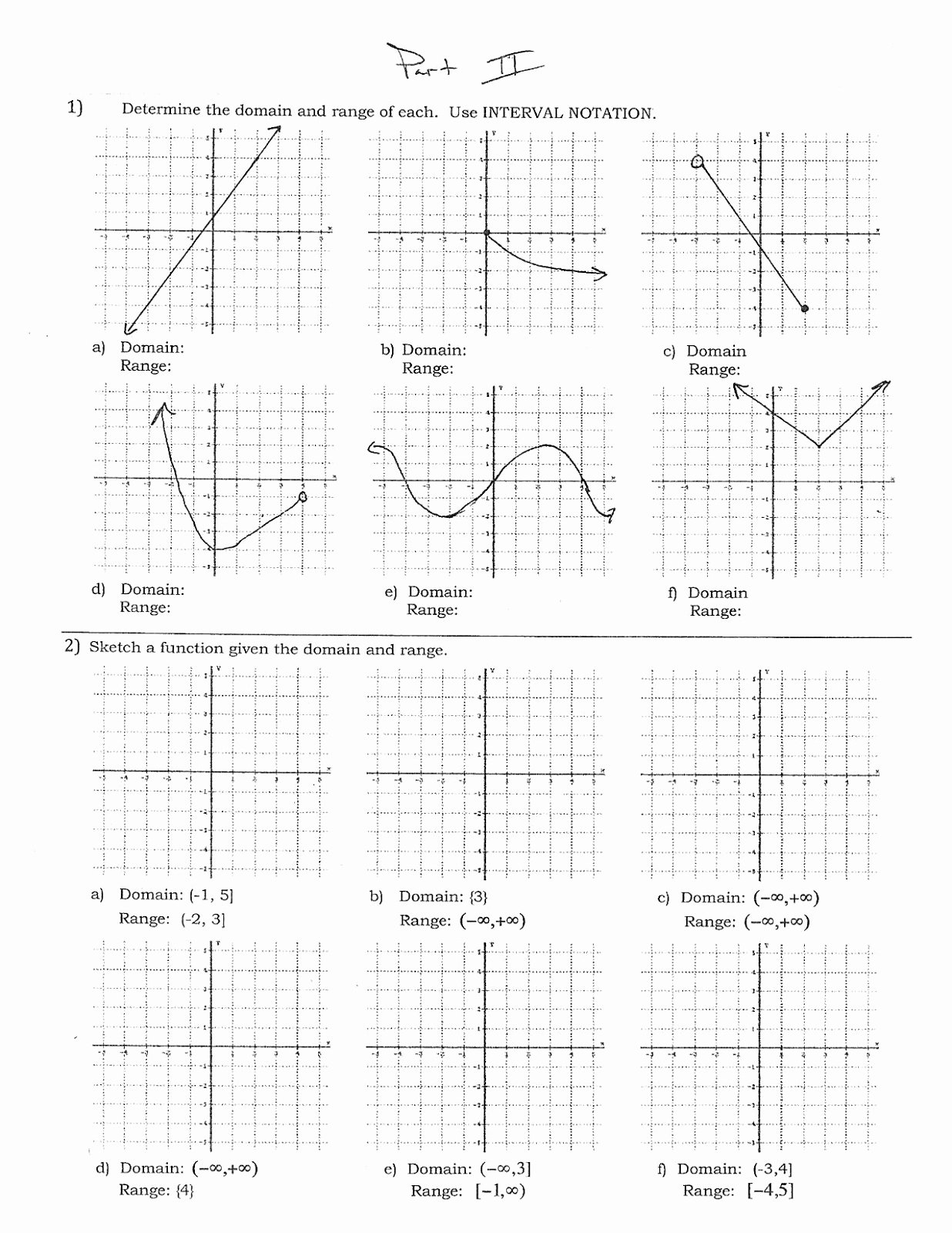 50 Domain And Range Worksheet 1