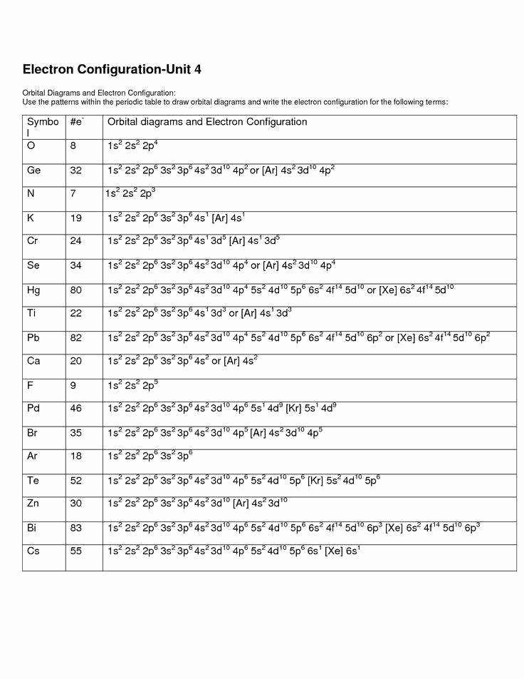 electron arrangements worksheet answers key