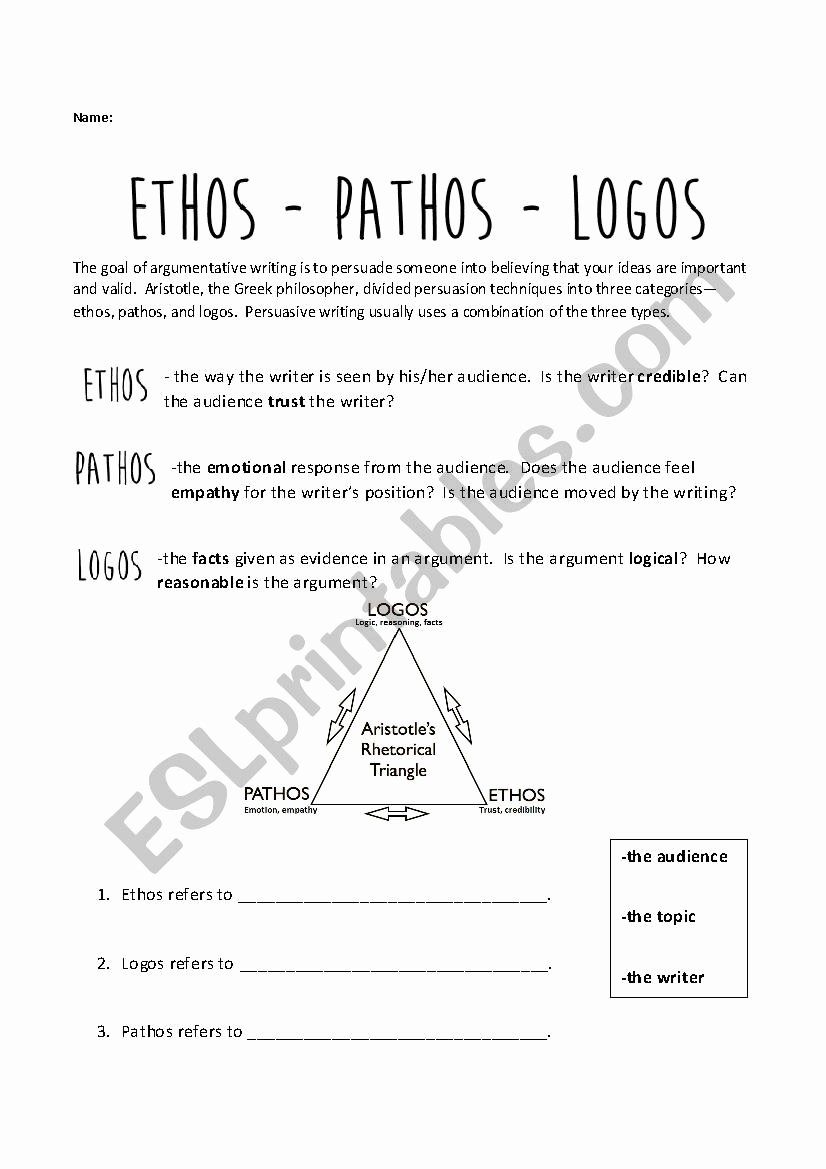 50 Ethos Pathos Logos Worksheet