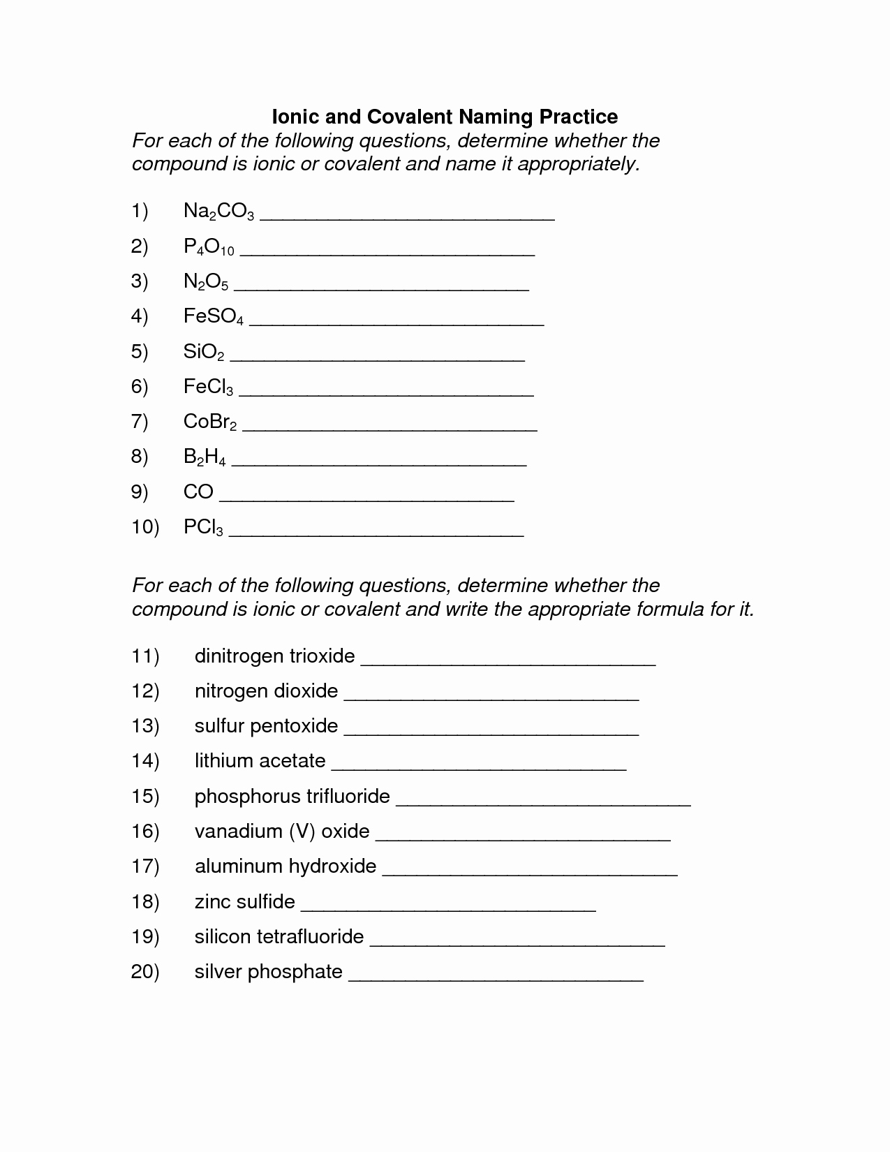 worksheet naming compounds