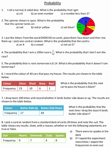 50 Probability Worksheet High School